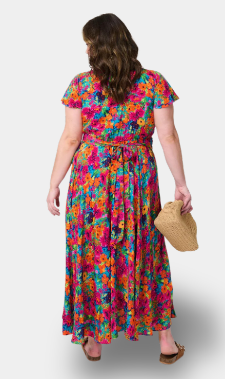 Anais Vestito Lungo Floreale in Rosa