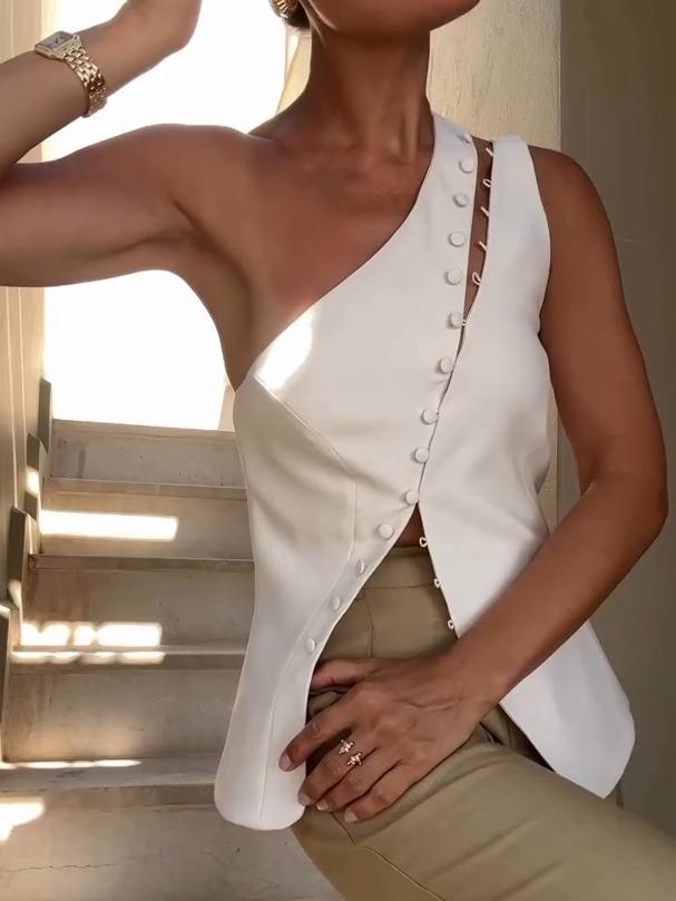 Ascent – Top Asimmetrico con Bottoni