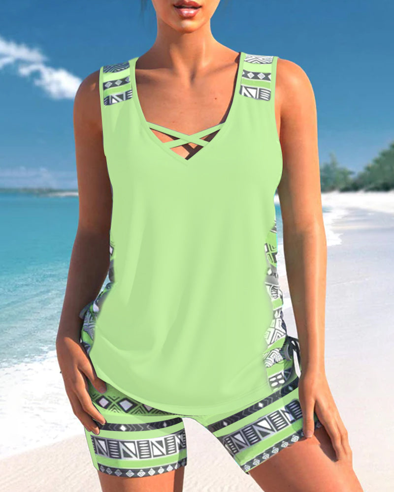 Alice™ | Tankini con Design Geometrico e Scollatura a V