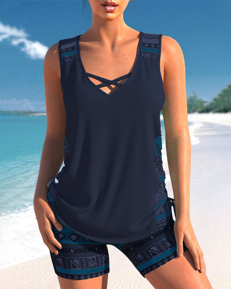 Alice™ | Tankini con Design Geometrico e Scollatura a V