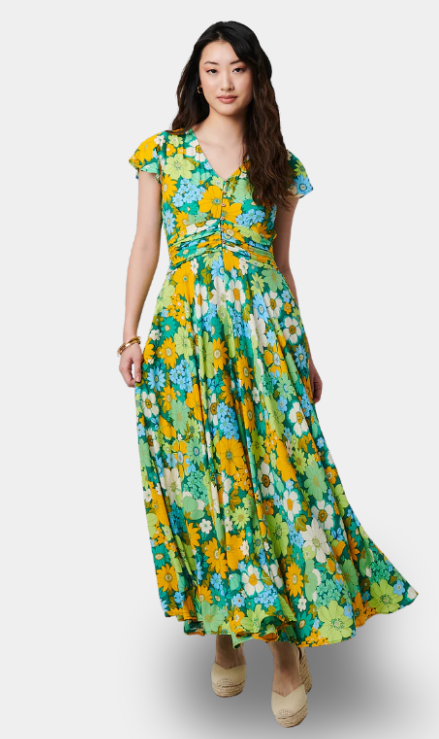 Anais Vestito Lungo Floreale in Rosa