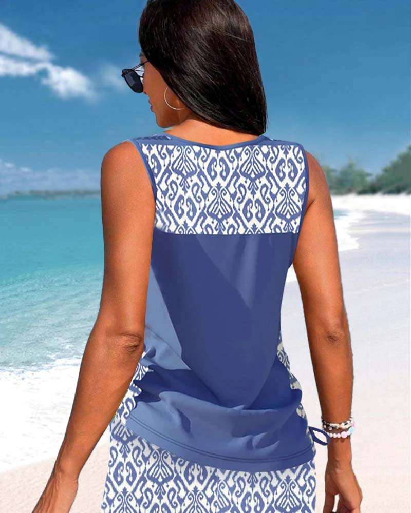 Alice™ | Tankini con Design Geometrico e Scollatura a V