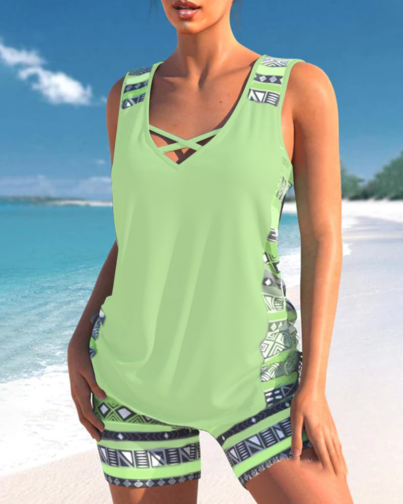Alice™ | Tankini con Design Geometrico e Scollatura a V