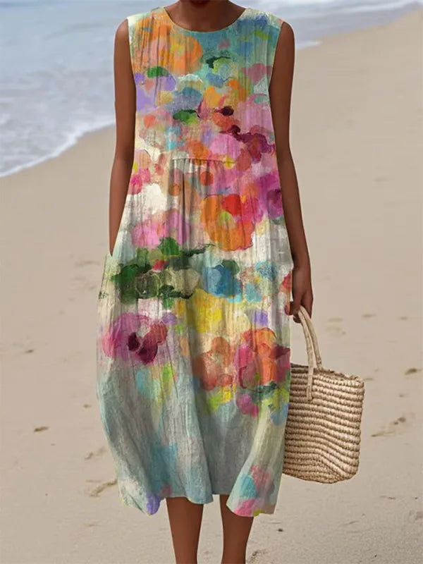 Adelina | Abito Lungo Estivo Patchwork Floreale