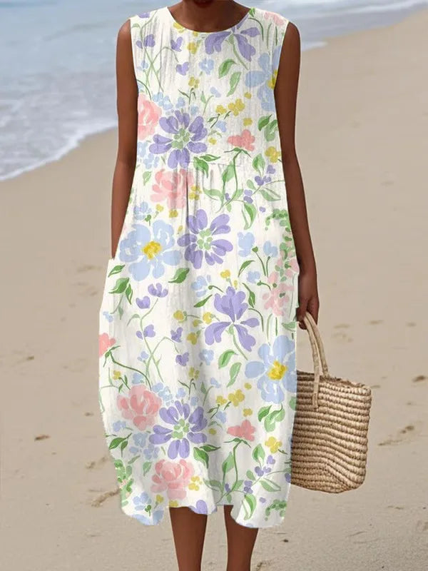 Adelina | Abito Lungo Estivo Patchwork Floreale