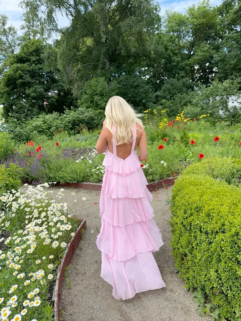 Amira | Abito Maxi Senza Schiena con Volant