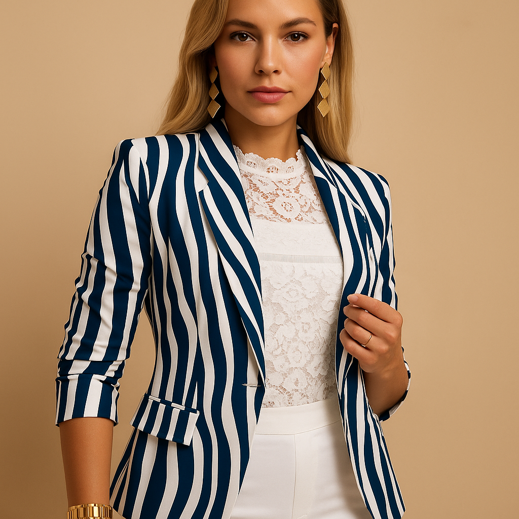 Blazer elegante da donna con stampa vivace e colletto a scialle | Nienke