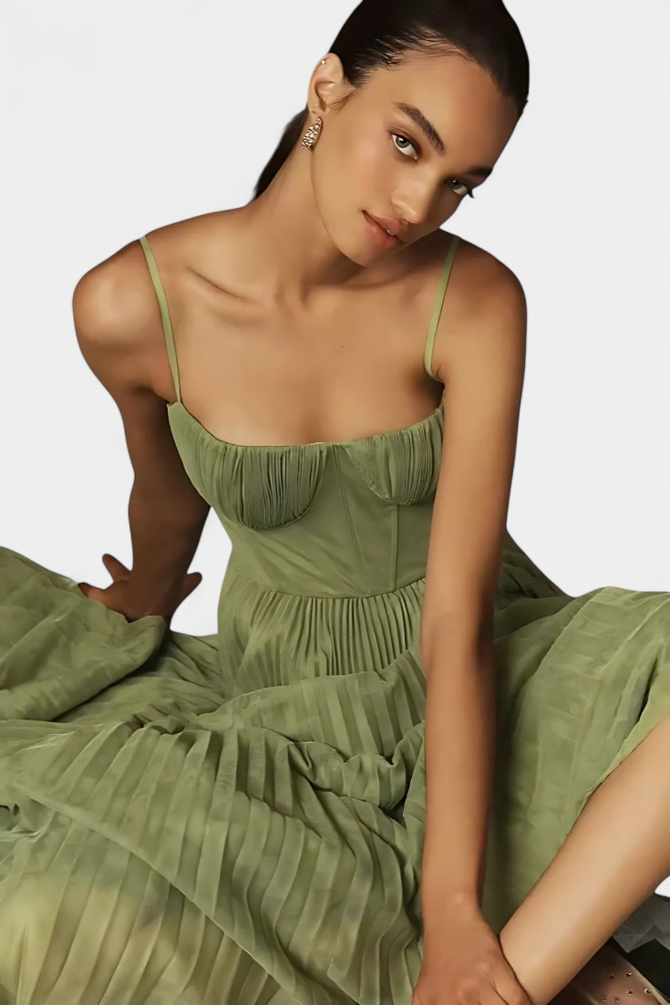 Vestito Midi in Tulle Plissettato Ottilie