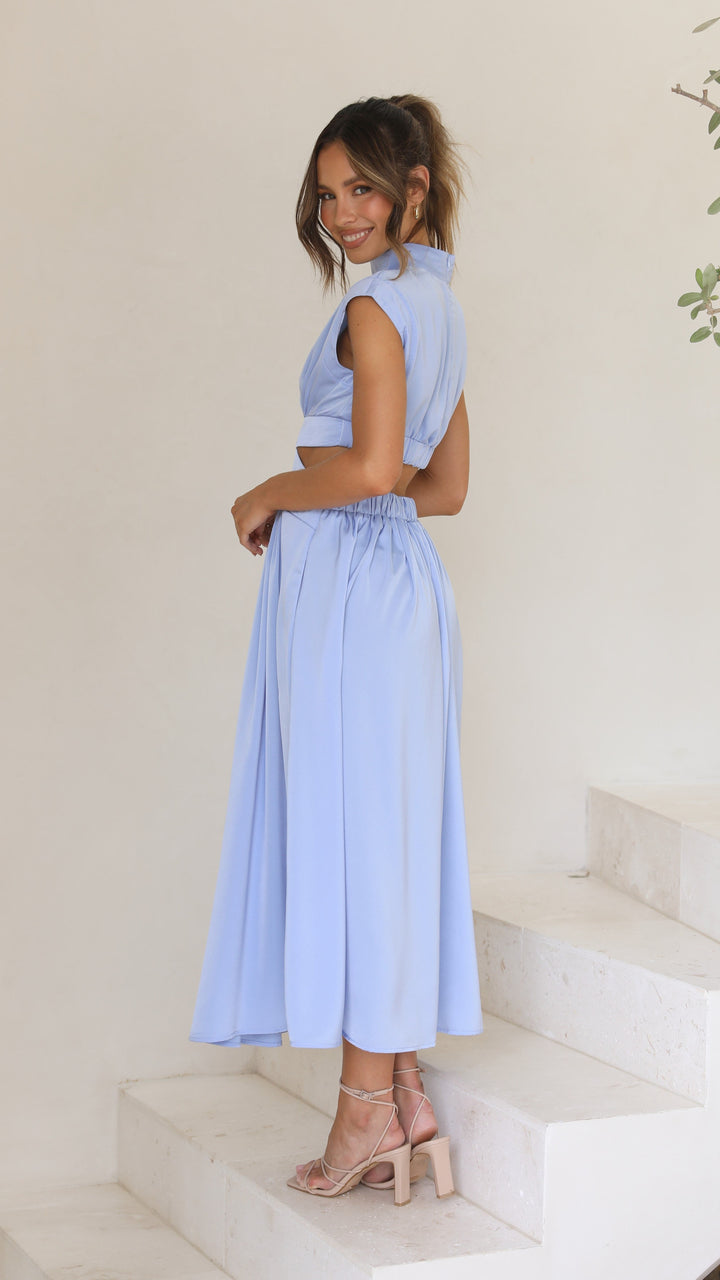 Cindie – Abito Midi con Cut-Out Azzurro