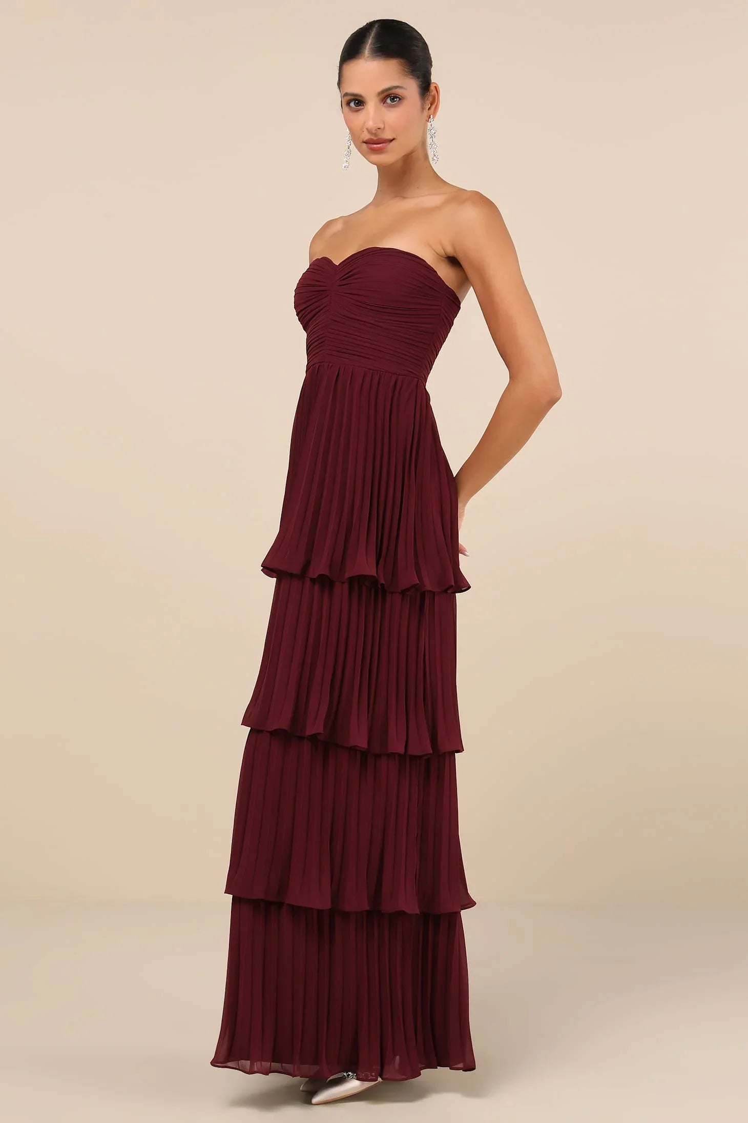 Victoria™ | Plum Purple Strapless Tiered Maxi Dress