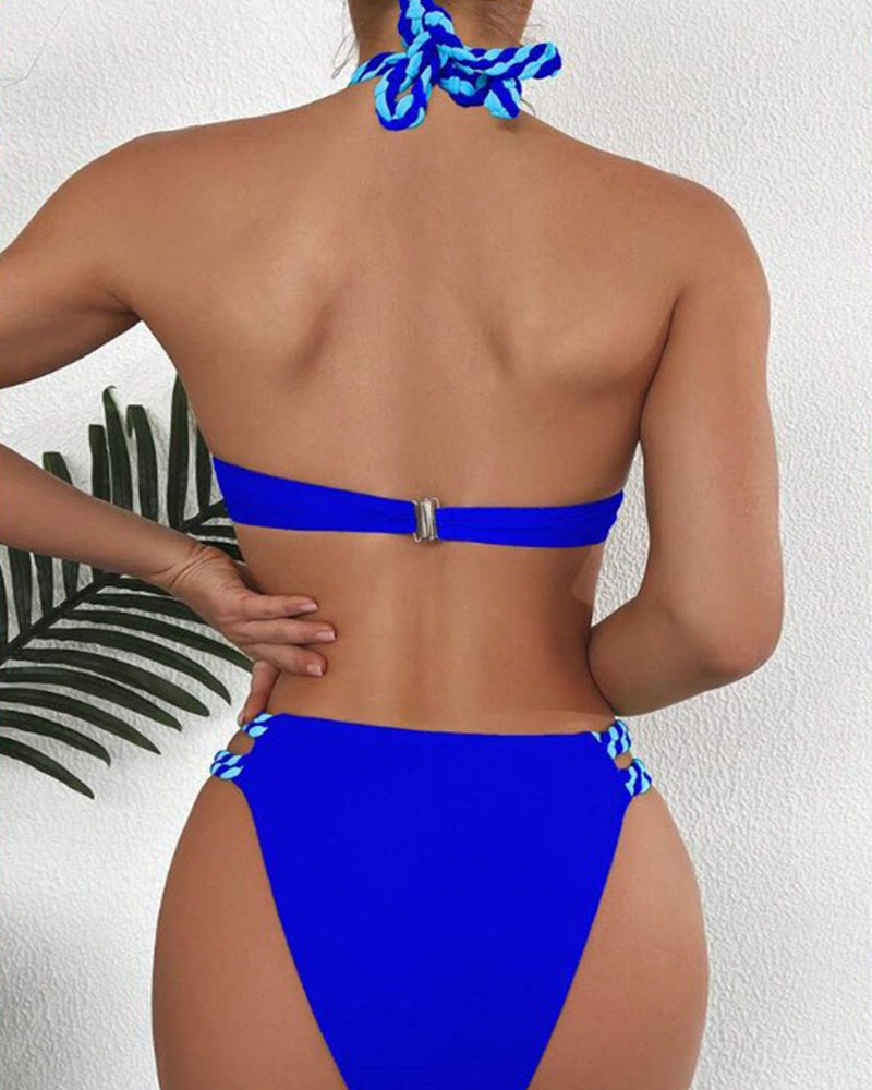 Victoria™ | Colourblock Halter Neck Bikini Set