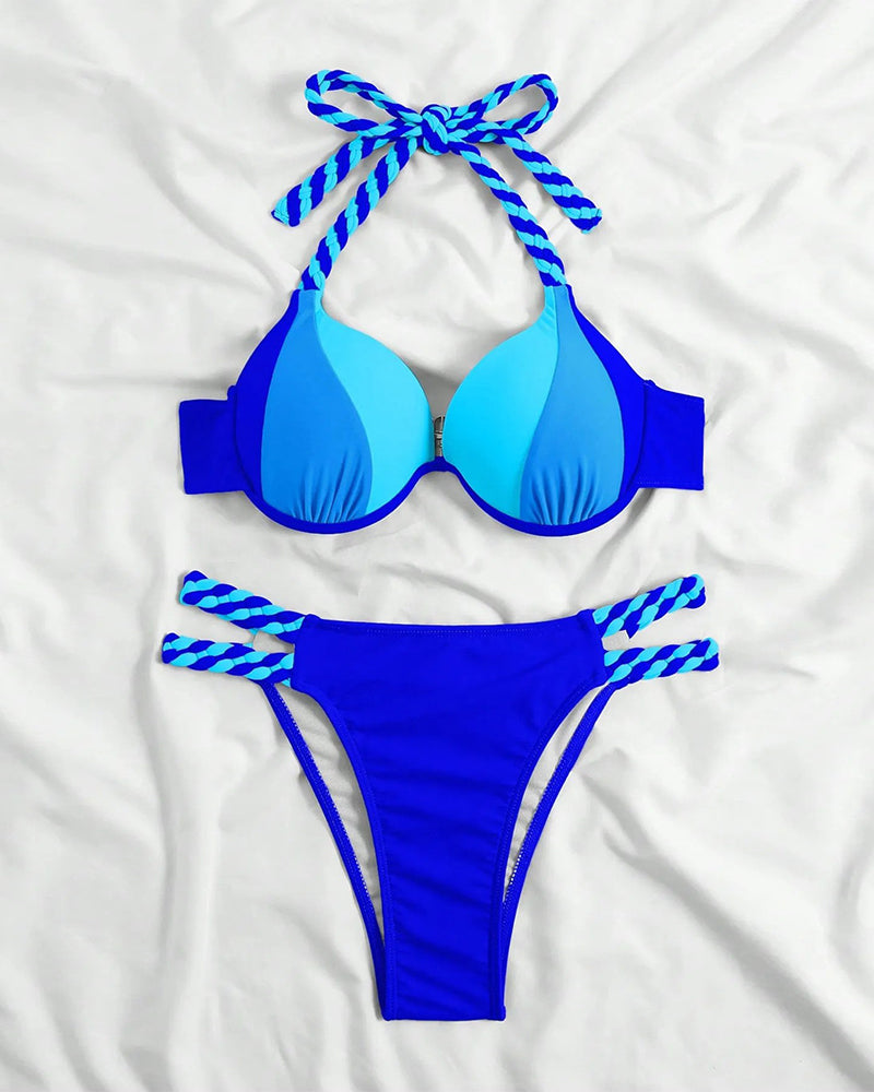 Victoria™ | Colourblock Halter Neck Bikini Set