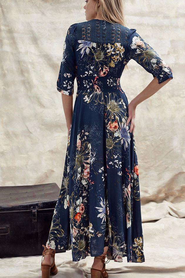 Emma – Vestito Maxi Indiana in Stampa Indigo