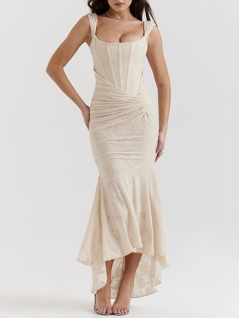 Giulia | Abito maxi floreale blu campanula