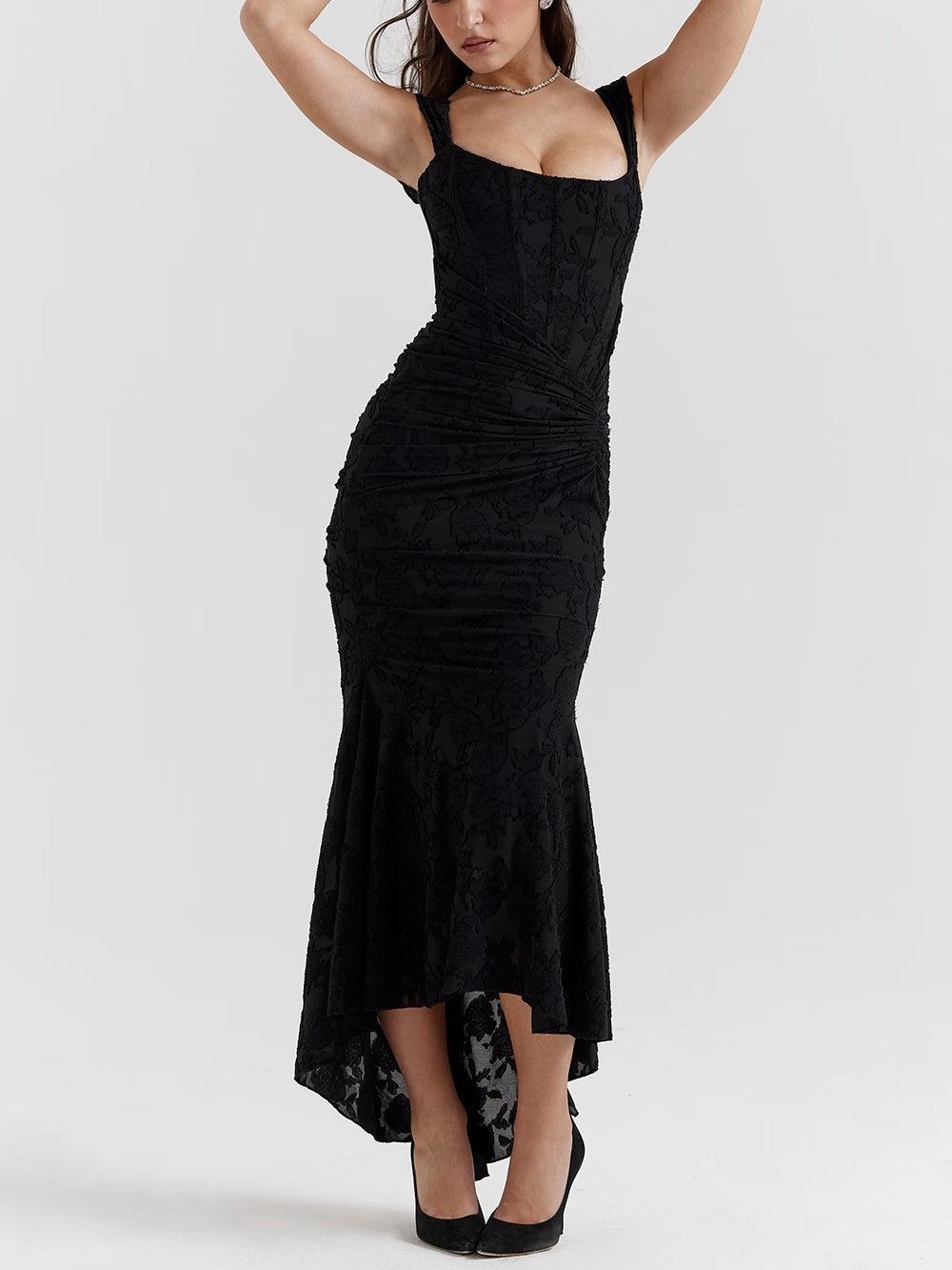 Giulia | Abito maxi floreale blu campanula