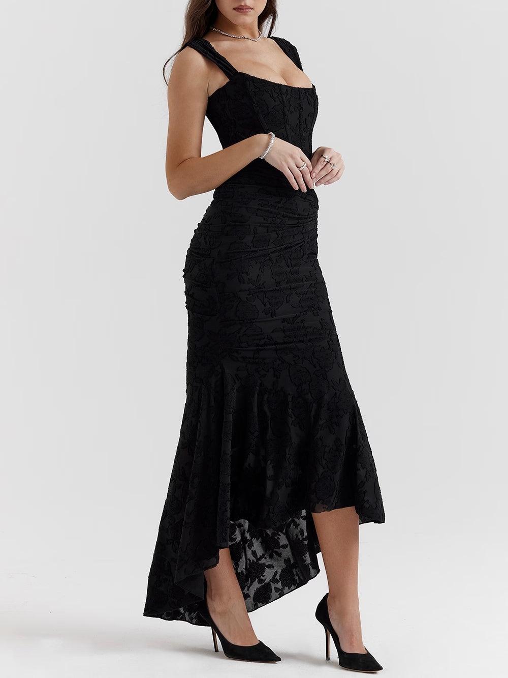 Giulia | Abito maxi floreale blu campanula