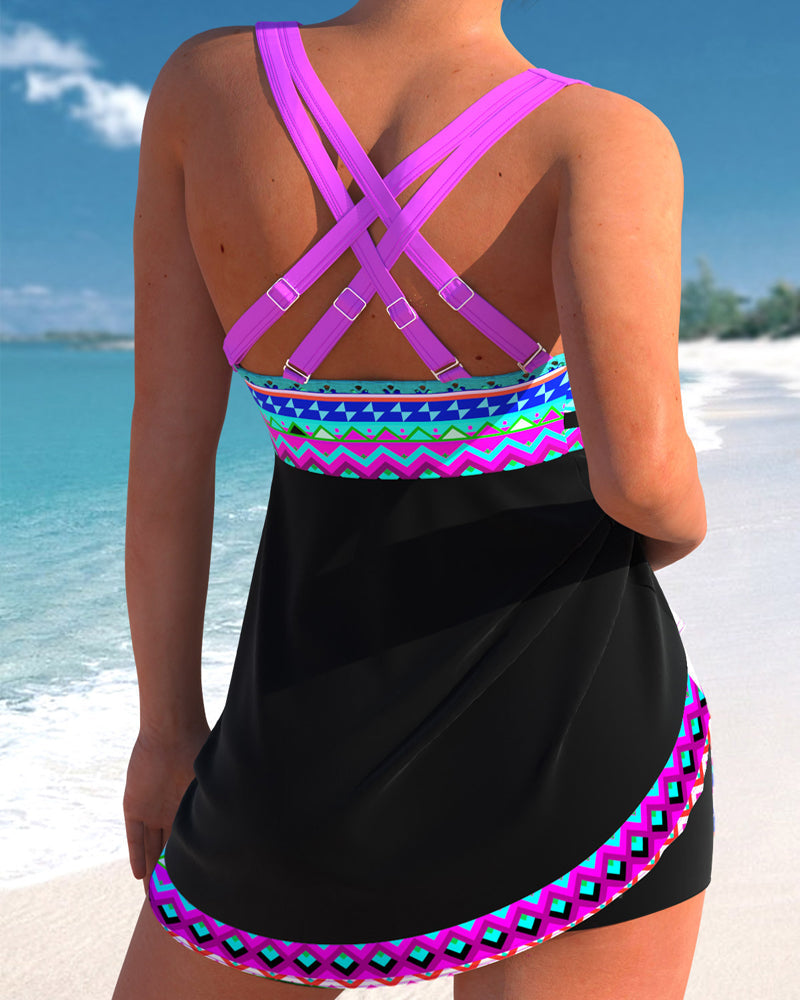 Teodora - Swimsuit with Laces and Striped Print