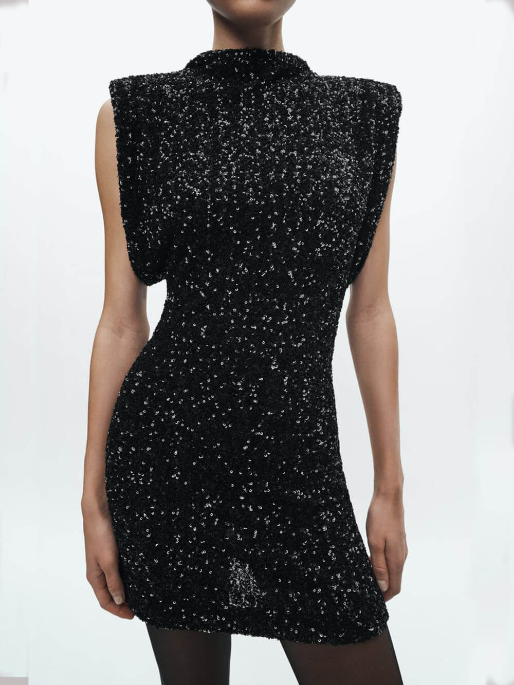 Victoria™ | Sequin Shoulder Pad Dress