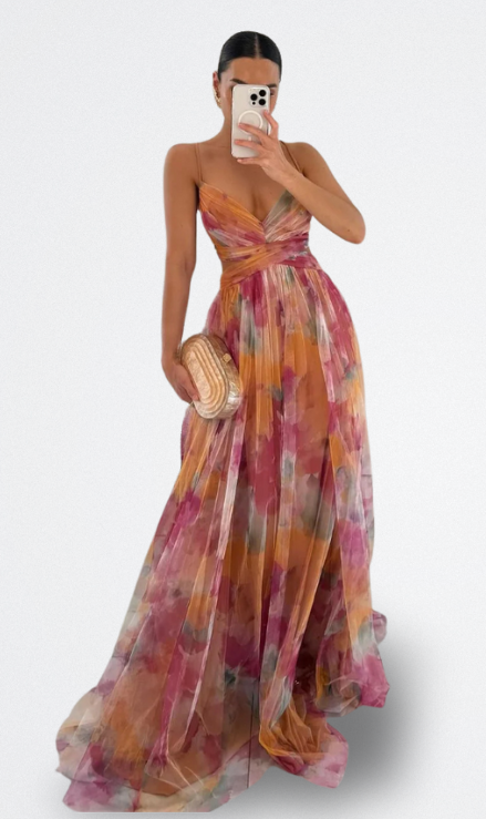 Giselle Vestito Lungo Incantevole con Stampa Floreale