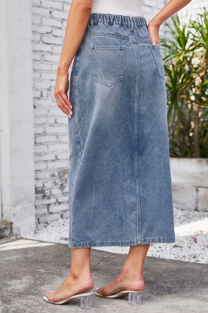 Sofia™ | Gonna Midi in Denim Lavato con Vita Elastico