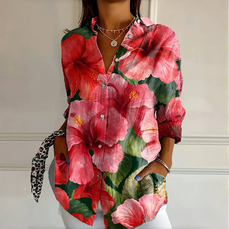 Victoria™ | Long Sleeve Vintage Floral Print Blouse