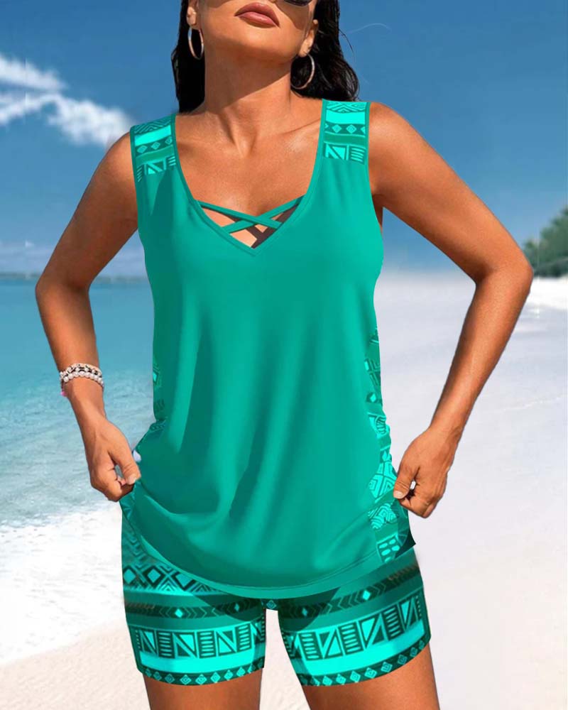 Alice™ | Tankini con Design Geometrico e Scollatura a V