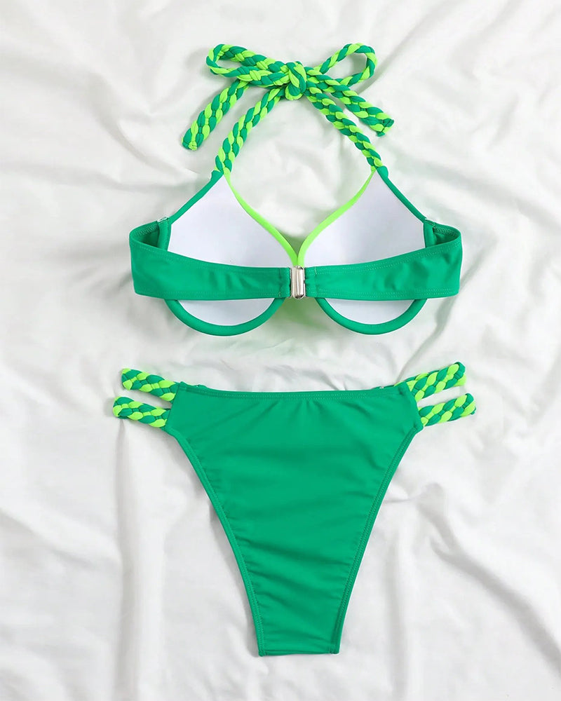 Victoria™ | Colourblock Halter Neck Bikini Set