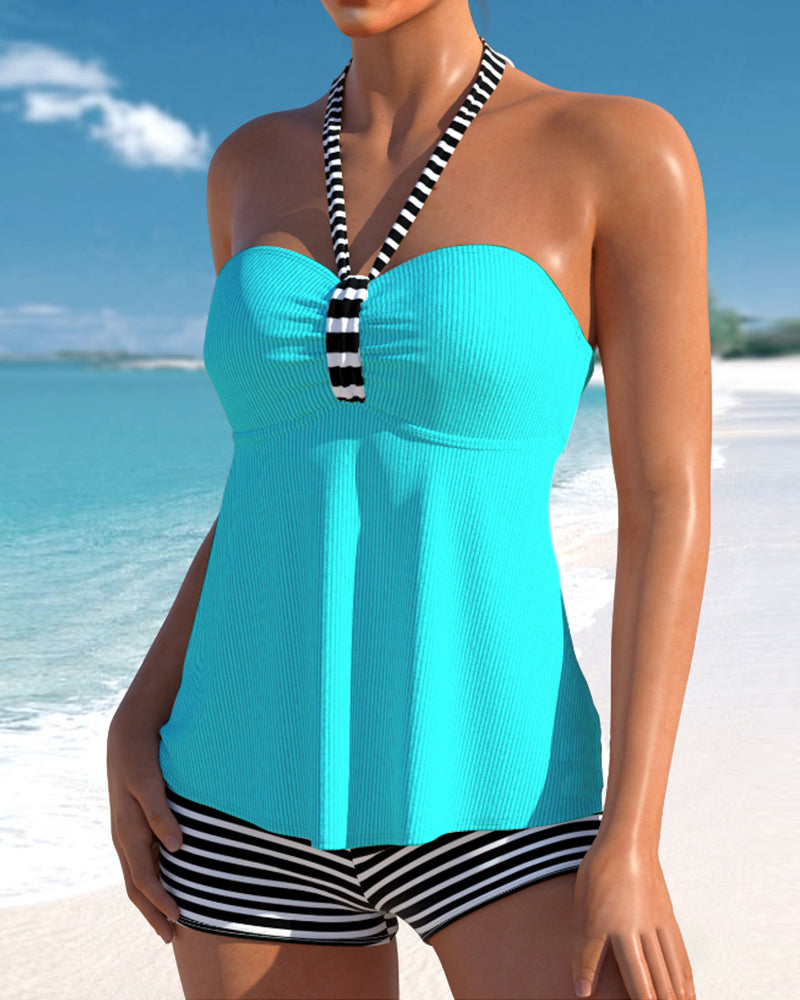 Arianna™ | Tankini a Righe Senza Schiena