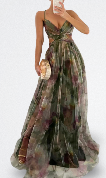 Giselle Vestito Lungo Incantevole con Stampa Floreale