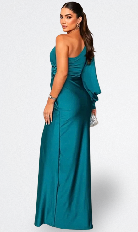 Vale | Vestito satinato a una manica