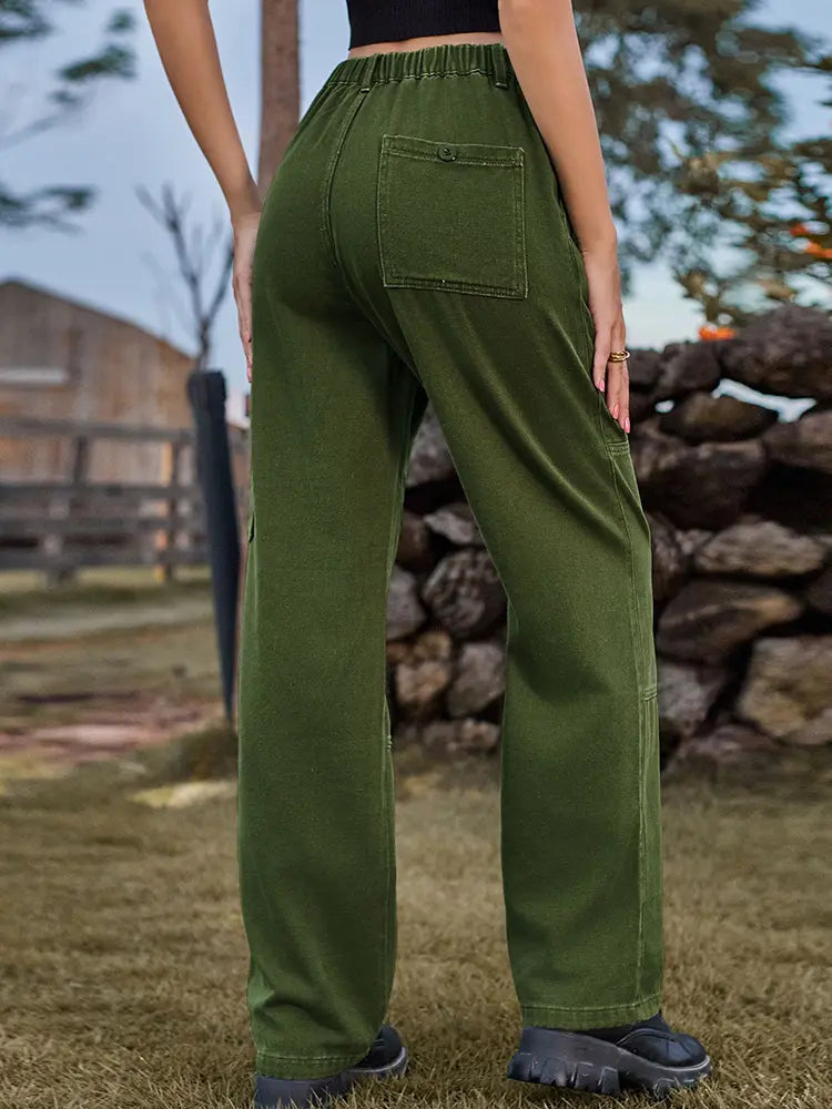 Victoria™ | Relaxed Fit Denim Cargo Pants with Elastic Waist