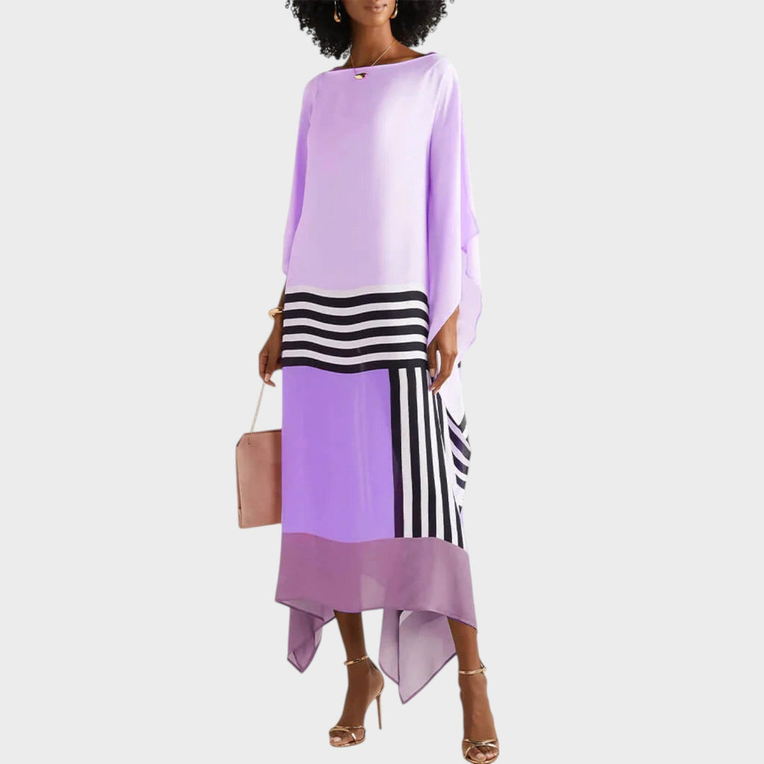 Lucia | Abito Lungo Asimmetrico a Righe