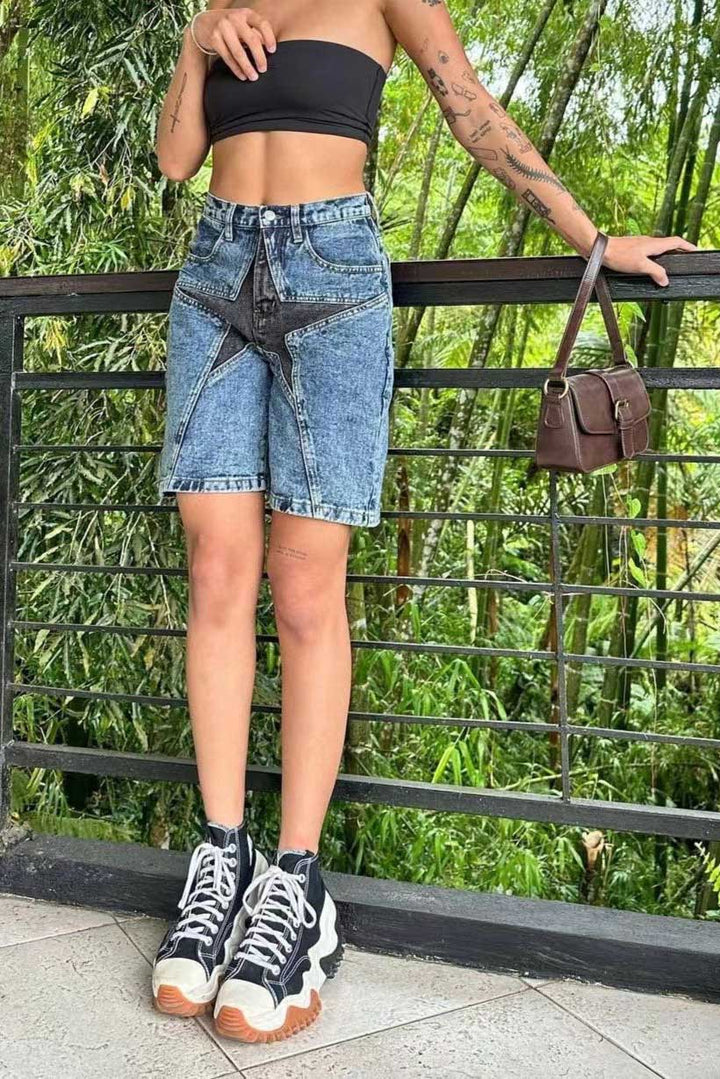 Sofia™ | Pantaloni cargo in denim a vita alta