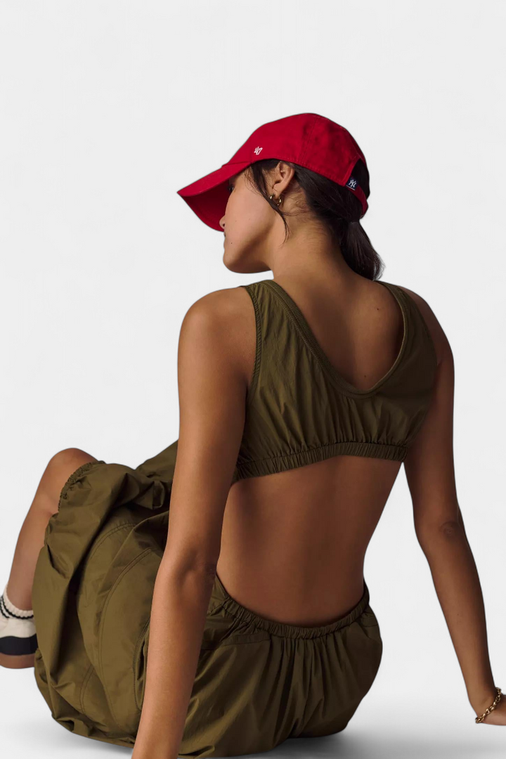 Vestito Midi Katana con Orlo a Bolla e Corsetto Regolabile