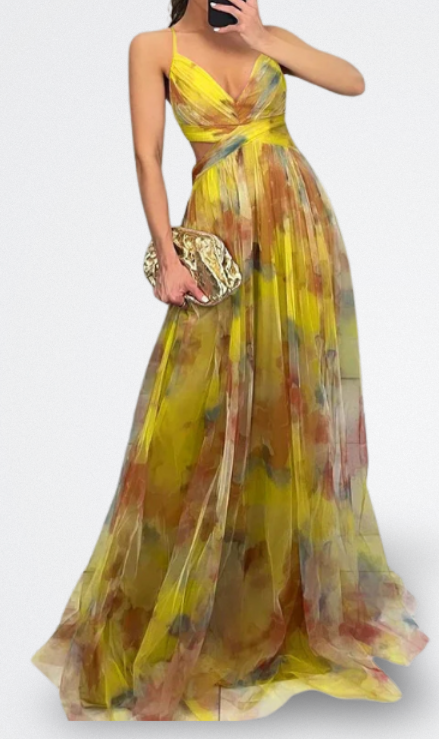 Giselle Vestito Lungo Incantevole con Stampa Floreale