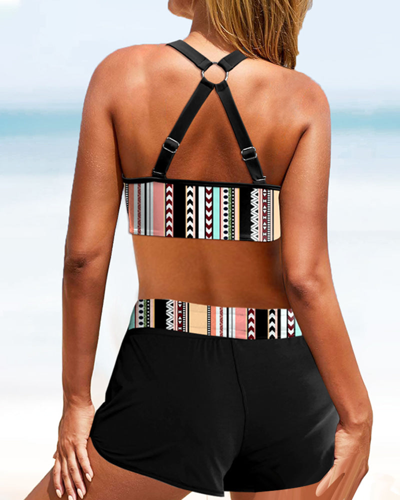 Victoria™ | Stylish High-Waisted Bikinis with Striped Print