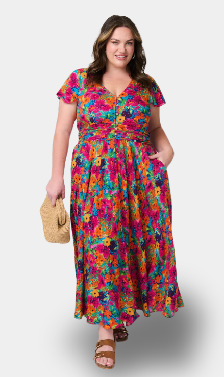 Anais Vestito Lungo Floreale in Rosa