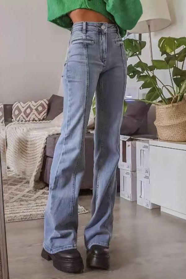 Sofia™ | Pantaloni cargo in denim a vita alta