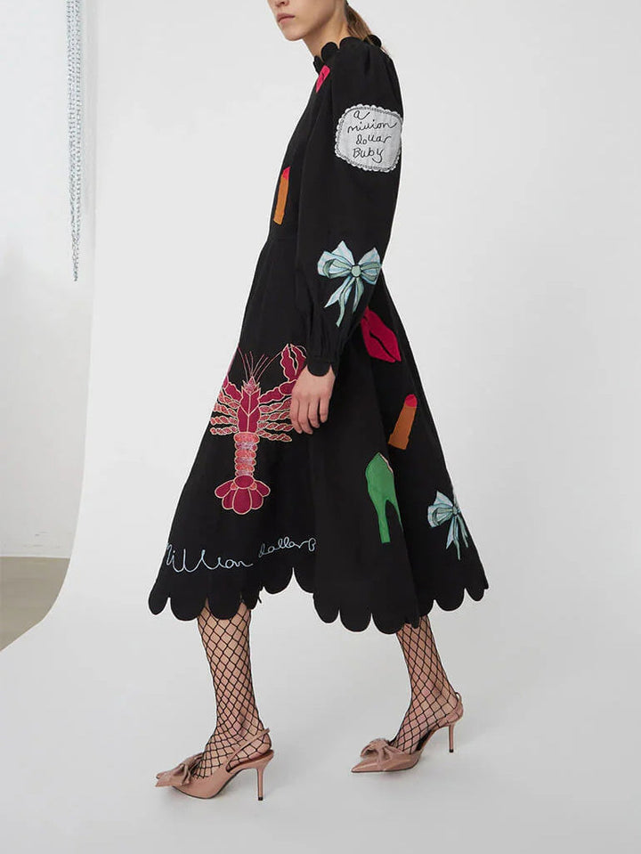 Sofia™ | Midi Scallop Crustacea Dress