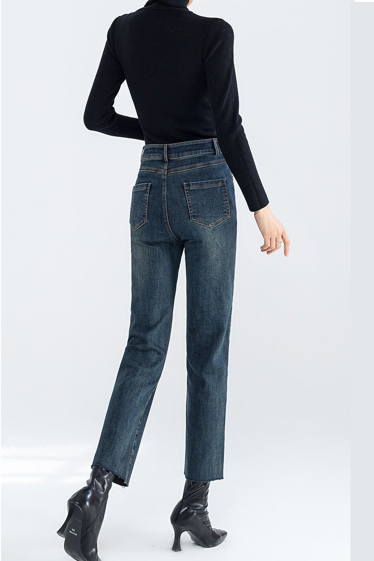 Sofia™ | Jeans Corti in Fleece con Vita Alta