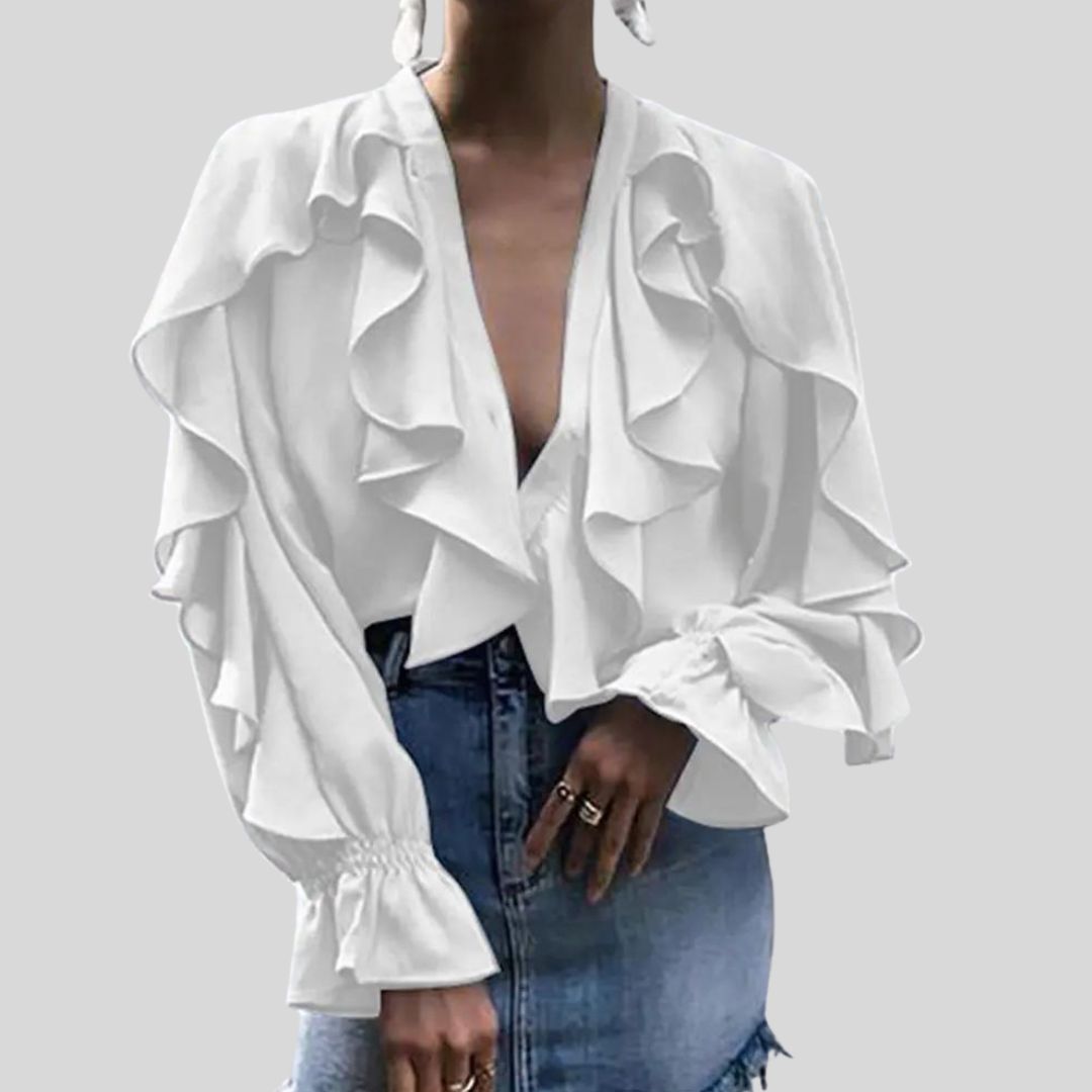 Victoria™ | Casandra | Elegant Flowing Blouse with Cascade Ruffles