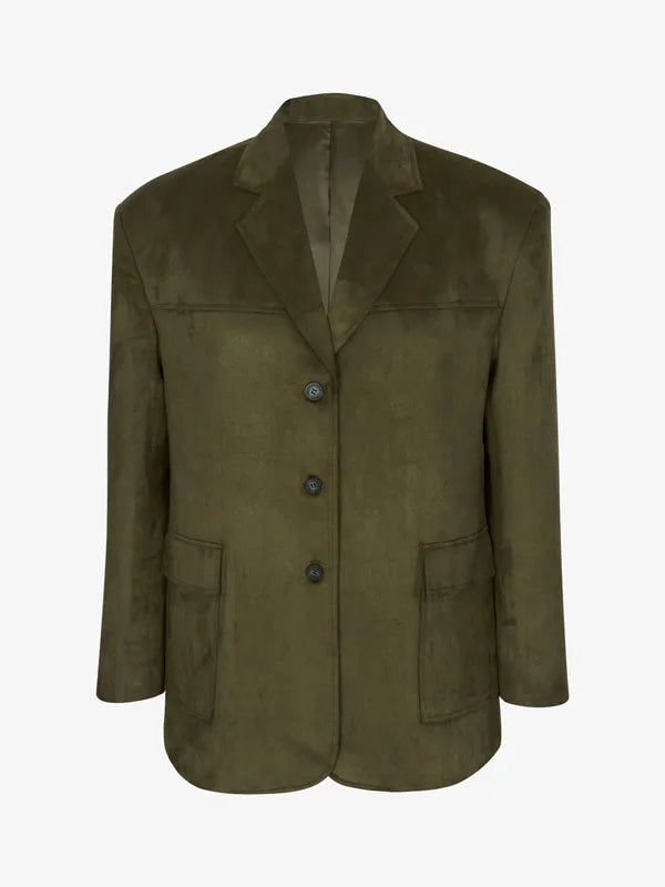Sofia | Blazer Oversize in Suede Verde Militare