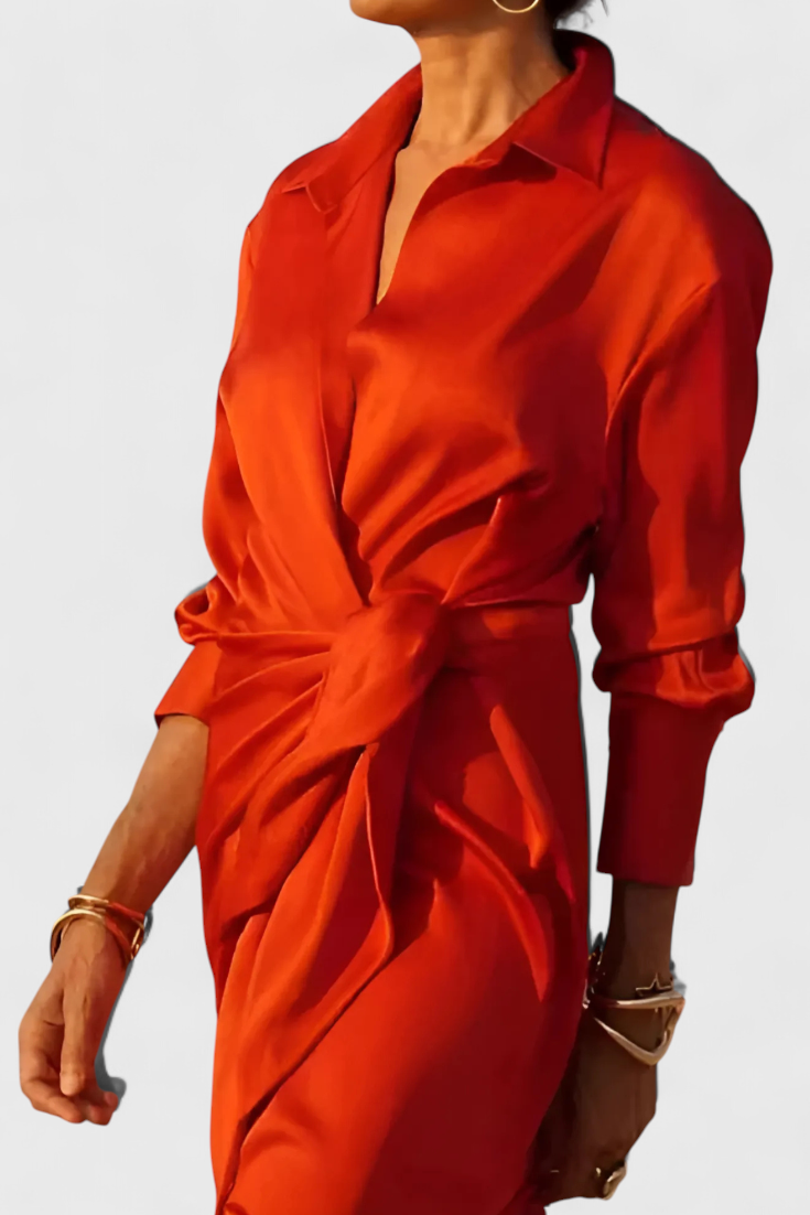 Vestito lungo da festa Marbella con fiocco