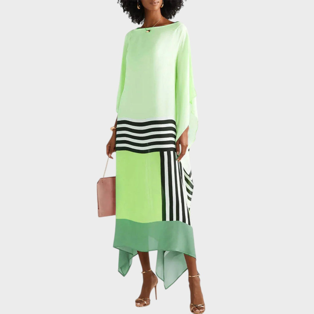 Lucia | Abito Lungo Asimmetrico a Righe
