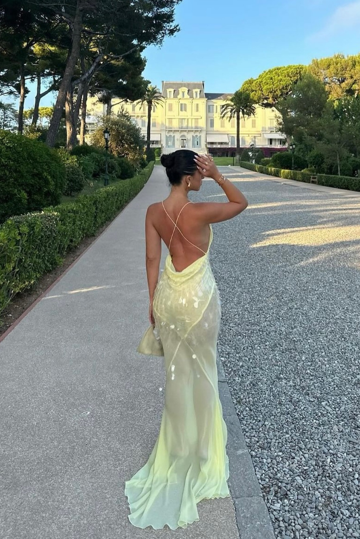 Aaliyah | Abito Maxy Senza Maniche con Scollatura a V