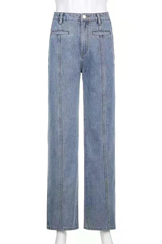 Sofia™ | Pantaloni cargo in denim a vita alta