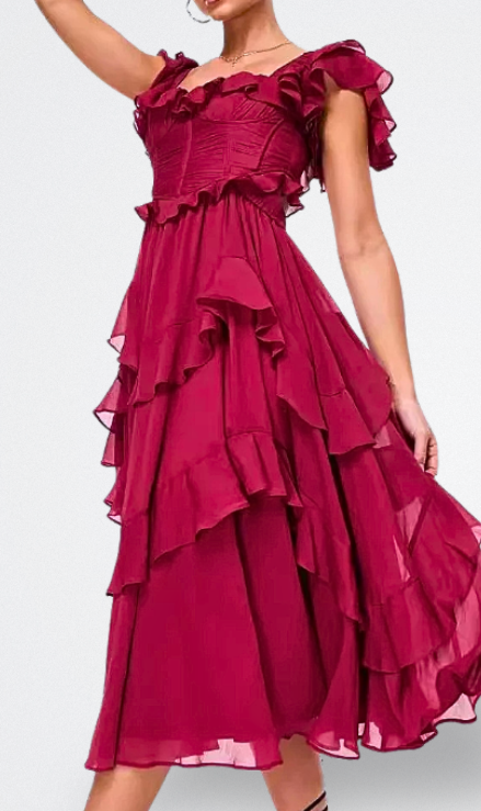 Lilou Vestito in Georgette con Volant