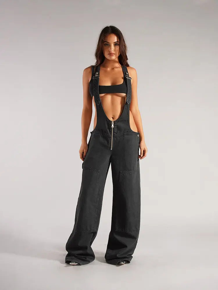 Victoria™ | Denim Jumpsuit with Zip Fastening