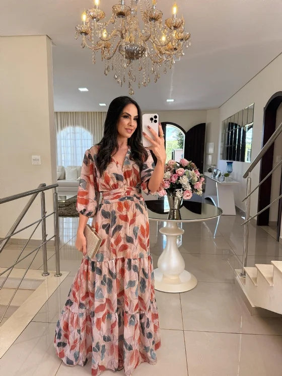 CLAUDIA | Abito Lungo Floreale con Vestibilità Comoda per Giornate Eleganti