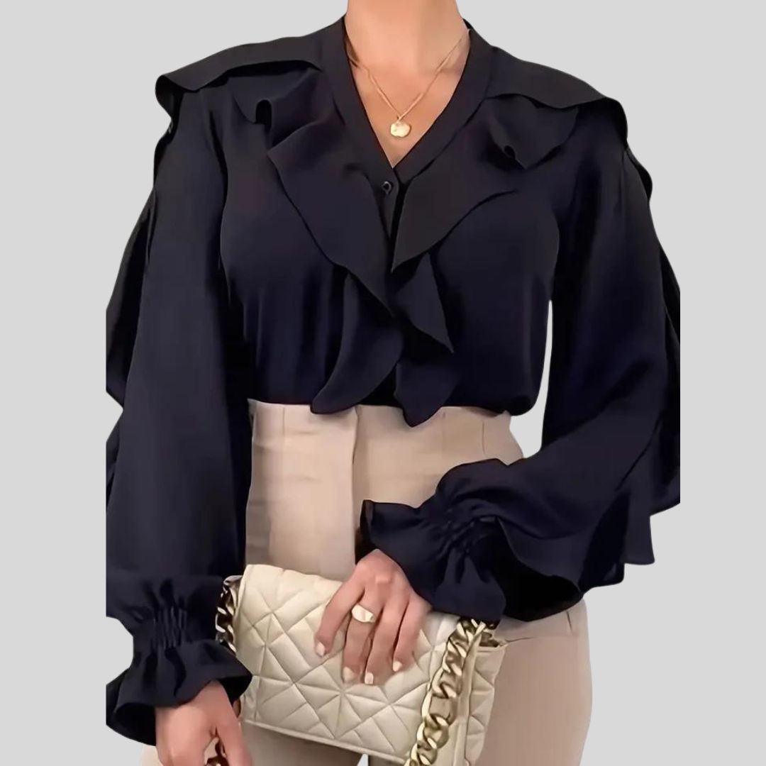 Victoria™ | Casandra | Elegant Flowing Blouse with Cascade Ruffles